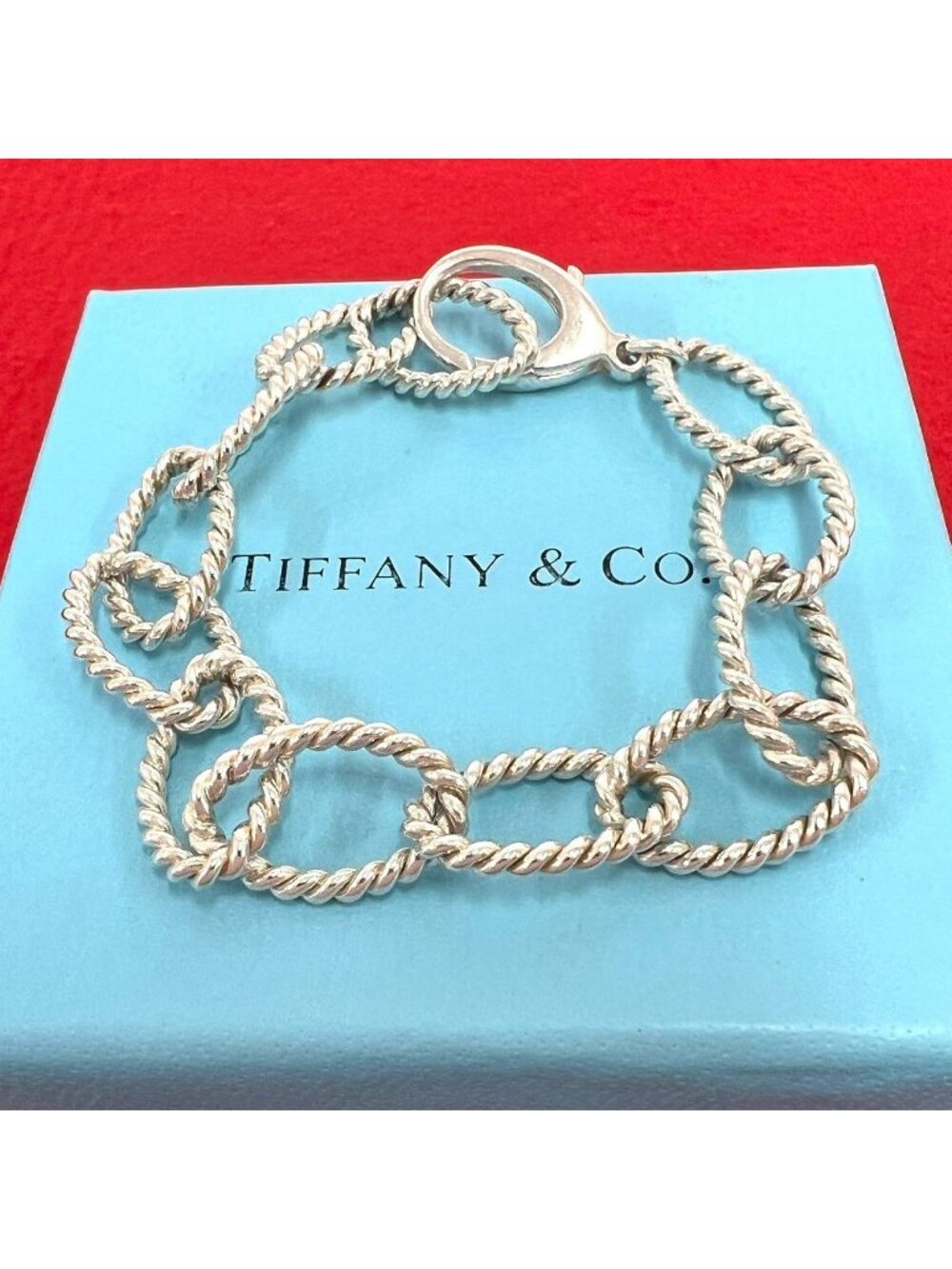 Tiffany & Co Vintage Oval Link Twist Bracelet 925 Sterling Silver